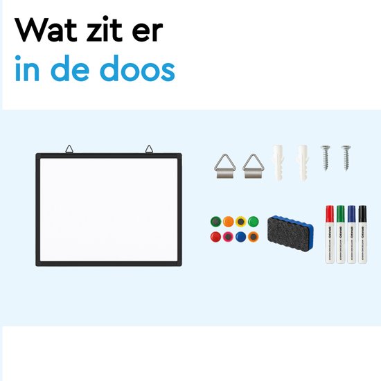 BRASQ Whiteboard 60x90 cm magnetisch - mit Zubehörset (Marker, Radiergummi, Magnete) - Tafel - Magnetische Tafel - schwarz