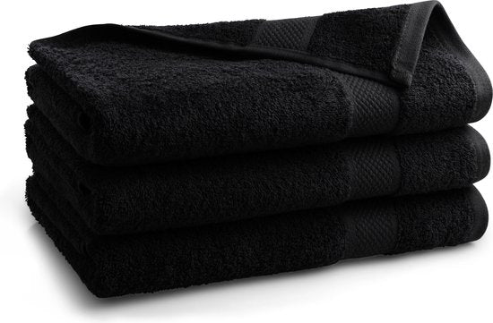 DoubleDry Handtücher 70 x 140 cm - 3er-Set - Hotelqualität 500 g/m2 - Weich & saugfähig - OEKO-TEX Made in Green & BSCI zertifiziert - rabenschwarz