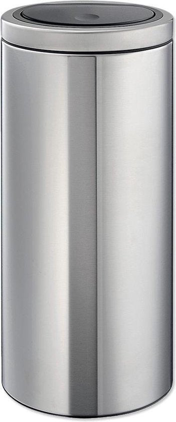 Brabantia Touch Abfalleimer mit flachem Deckel - 30 Liter - Stahl matt