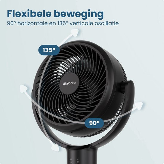 Auronic Stativventilator – Standventilator – Luftkühler – Boden- und Tischventilator – Omni – 3 Geschwindigkeitsstufen – Leiser Ventilator – Ventilator – Mit Fernbedienung – Schwarz