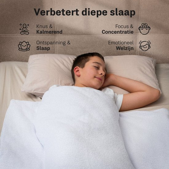 CozySense® Gewichtsdecke Kind 2,4 kg - Gewichtsdecke - Gewichtsdecke mit GLASS-Flow® Druckverteilung - Waschbarer Bezug - Hypoallergen - Weiß