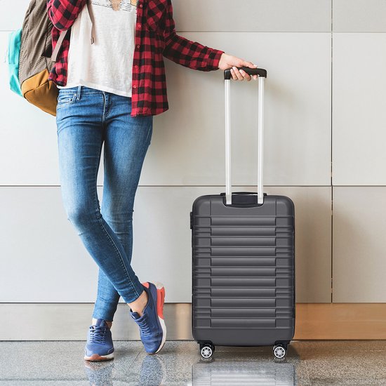 TRVLMORE - Handgepäckkoffer - 38L - Zahlenschloss - Leichtgewicht - Trolley - 54x36x20cm - Dunkelgrau