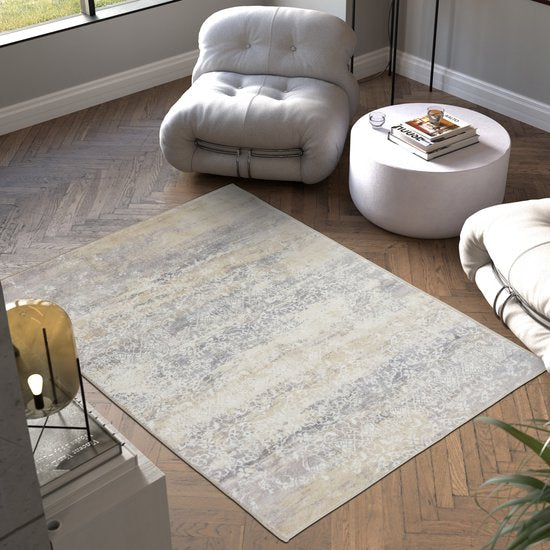 tectake® Teppich im Vintage-Design - Dalia - Niederflorteppich für Wohnzimmer, Kinderzimmer, Schlafzimmer oder Flur - waschbar - Div. Größe - 160x230cm - beige