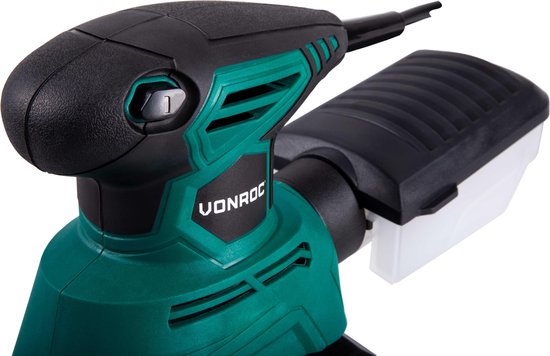 VONROC Multischleifer - Handschleifer - 130W - Mit Staubauffangbox & 6 Stück Schleifpapier