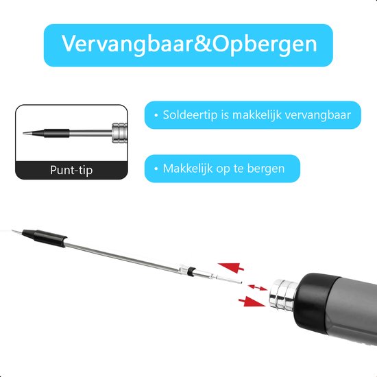 Tech Essentials Kabelloses Lötkolben - 8W - USB-C - Mit Dose - Kit - Feinlöten - Stift - Batterie - Lötset - Löten - Grau