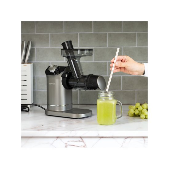 Safecourt Kitchen - Slow Juicer - 700 ml & Kaltpressung - Mit leisem Motor und Tropfstopp - Für frischen Saft von Obst und Gemüse - Grauer Kunststoff