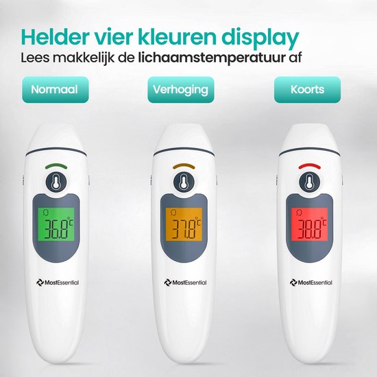MostEssential 2-in-1 Digitales Fieberthermometer - Ohrthermometer - Stirn- und Körperthermometer - Fieberthermometer für Erwachsene, Kinder und Babys - berührungslos - IR30