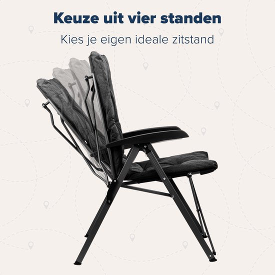 TRVLMORE Campingstuhl - Inklusive Tragetasche - Komfortabler Klappstuhl - 150 kg Tragfähigkeit - Campingstuhl - Aufbewahrung - Klappstuhl - Schwarz