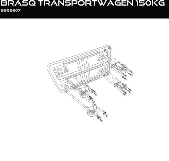 BRASQ Transportwagen - Kapazität 150 KG - Plattformwagen - Möbelroller - Dolly - Transportwagen - Lagerwagen - Plattformwagen