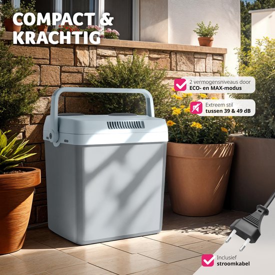 tectake - Elektrische Kühlbox mit 25 l - Kühl- und Warmhaltefunktion - Leise elektrische Kühltasche - Für Auto oder Steckdose - Mini-Kühlschrank für Camping, Getränke - Thermobox mit Strom - Eco Mode