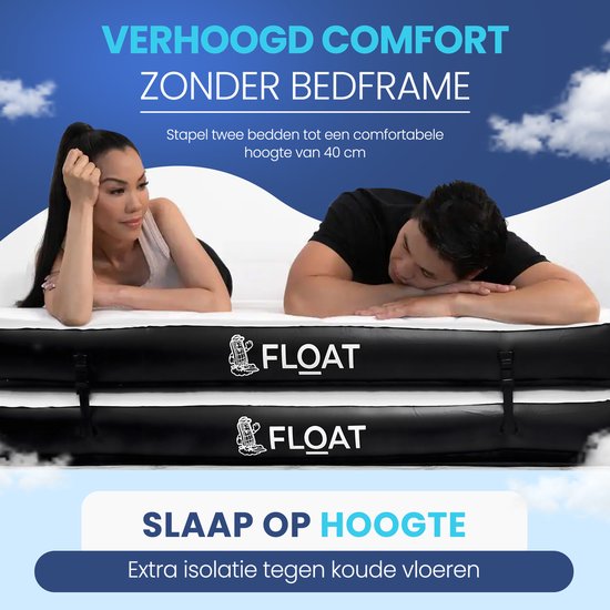 FLOAT Gemina - 3in1 Luftbett mit elektrischer Pumpe - 190x99x20 cm - Feste Luftmatratze - Leichtgewicht für Camping - Zwei 1-Personen-Luftbetten