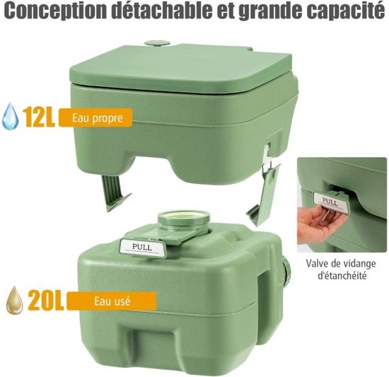 Laodikya Home Camping Toilette Reisetoilette Tragbare Chemische Toilette 20L + 12L
