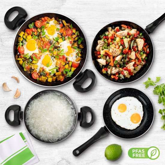 CeraFusion Ceramic Pan Set 6-teilig - Bratpfannen & Kochtöpfe 20, 24 cm - Bratpfanne - Pfannensets - Induktionspfannen - Pfanne - PFAS frei