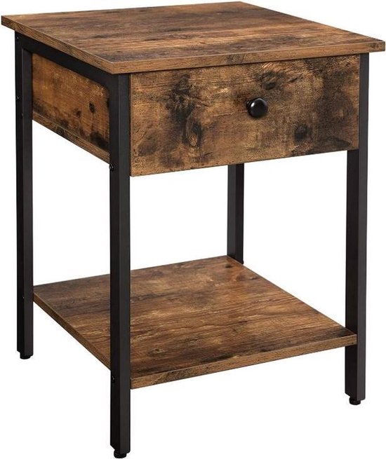 MIRA Home - Beistelltisch - Nachttisch - Braun - Holz - 40 x 55 x 40 cm