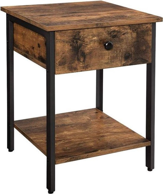 MIRA Home - Beistelltisch - Nachttisch - Braun - Holz - 40 x 55 x 40 cm