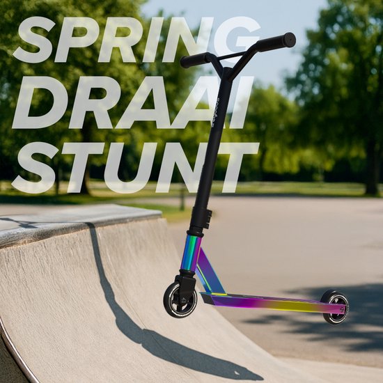 LifeGoods Stuntstep Fly Pro - 6+ Jahre - Schritt für Kinder - Jungen/Mädchen - 100mm - 100KG - Regenbogen