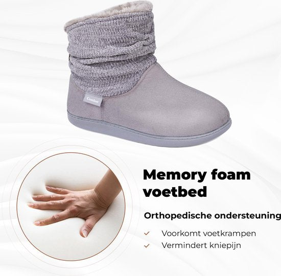 Hausschuhe Damen - Hausschuhe - Größe 42/43 - Grau - Rutschfest - Comfeet