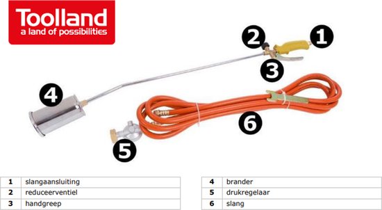 Toolland Gas-Unkrautbrenner, Druckregler, Schlauch 5 m