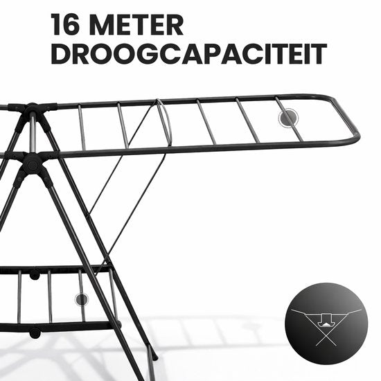 Vonia Wäscheständer - Klappbarer Wäscheständer - Klappbarer Wäscheständer - Wäscheständer - Schwarz