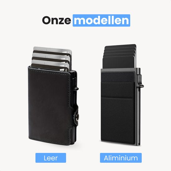 LUFT Kartenetui für 10 Karten Leder - Sicher - Erweiterbar - RFID-Schutz - Karte - Geldbörse - Aluminium - Herren - Für Männer und Frauen - Kartenetuis - Schwarz