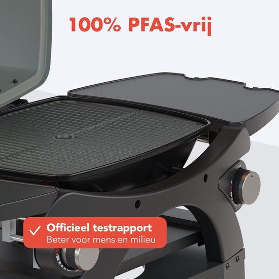 KitchenBrothers Gas BBQ - Steh- und Tischgrill - Tischgrill - Antihaft - 37x48 cm Grillfläche - Schwarz