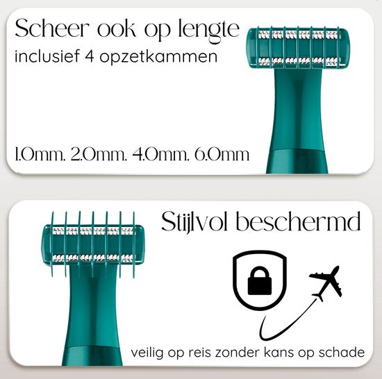 Sansbeauté 4-in-1 Bikini Trimmer - Ladyshave - Gesicht & Körper - USB wiederaufladbar - Classic Green