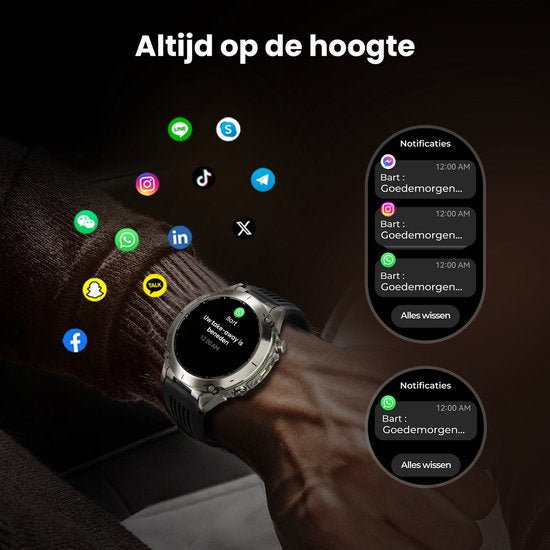 Maoo FORGE - GPS Smartwatch Herren - 1.43" AMOLED Display - 3 Bänder - GPS (5 Satelliten) - Klingelfunktion - 730mAh Akku (lange Akkulaufzeit) - 170+ Sportmodi - Herzfrequenz, Blutdruck, SpO2, Schrittzähler - Kompass, Taschenlampe - 1 ATM Wasserdicht - Gu