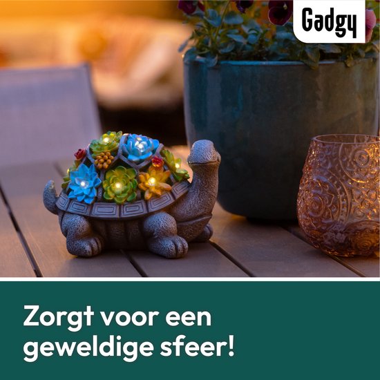 Gadgy Solar-Gartenleuchte Schildkröte - Solarenergie-Gartenleuchte - Solar-Tischlampe - Außenlampe Gartenstatue - Gartenlaterne mit Tag/Nacht-Sensor - Beleuchtung für draußen - Gartenlaterne