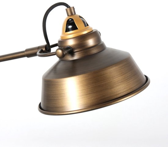 Industrielle Tischlampe „Nove 1321BR“ aus Bronze von Mexlite, 67 cm hoch, mit E27-Fassung und schwenk- und neigbarem Design, ideal für den Innenbereich