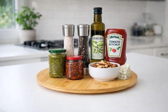 Ceruzo Lazy Susan - Drehbares Tablett - Ø 35cm - Drehscheibe - Servierbrett-Bambus