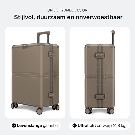 ONYX Hybrid Pro Check-in Koffer Medium 70 Liter - Recyceltes Polycarbonat und reißverschlussloses Design - Reisekoffer mit TSA-Schloss und Spinner-Rollen - Leichter Trolley mit Laptop-Fach - Desert Clay