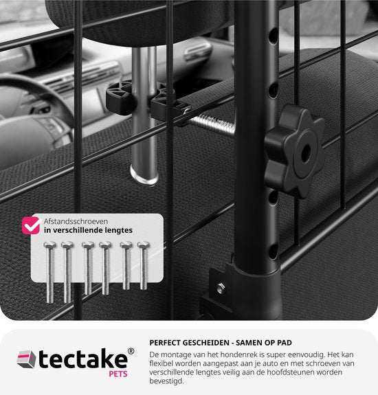 tectake - Auto-Hundehalterung - Universal mit variabler Breite bis max. 154 cm - Kofferraumschutz und -trenner - Inkl. 2 Sicherheitsgurte - Einfache Montage