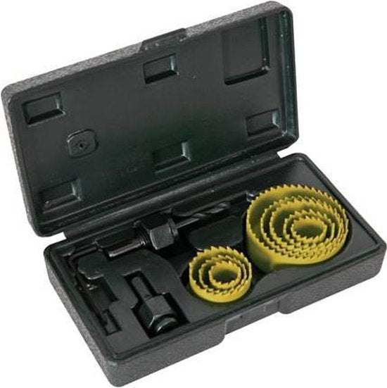 Toolland 11-teiliges Lochsägen-Set für Holz, 25 mm Tiefe, gelb-schwarz, inklusive 8 Größen und Zubehör