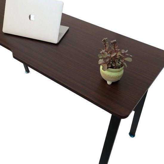 Computertisch Stoer - Industrie Vintage - 130 cm breit - schwarzes Metall braunes Holz
