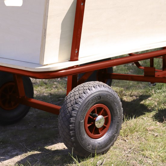 Sunny Billy Beach Wagon Trolley Rot - Klares Holz - Trolley mit Luftreifen - 94x61x97cm