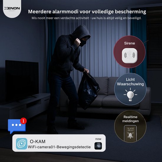 XENON Smart Überwachungskamera - Für Innenräume - Mit App - Wifi - Full HD 2MP - Verfolgt Bewegung und Geräuscherkennung