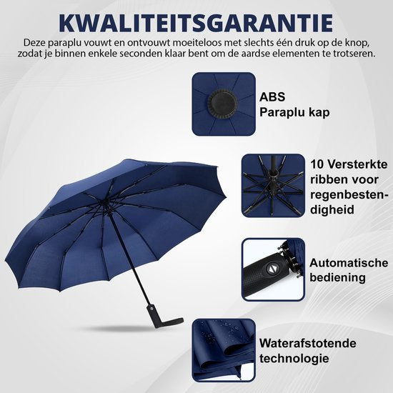 K&L Storm Regenschirm faltbar - sturmsicher bis 100km/h - automatisch aufklappender Regenschirm - inkl. Schutzhülle - Blau
