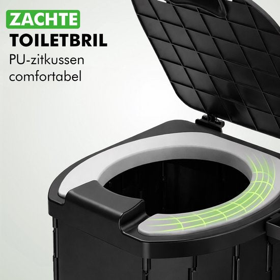 Travelhawk Campingtoilette - Toiletteneimer - Tragbar & faltbar - Inklusive 12 biologisch abbaubaren Beuteln und 10 Absorptionsbeuteln - Ideal für Camping, Festivals & im Freien
