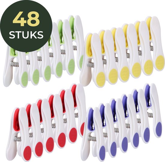 Gandria Wäscheklammern 48 Stück - Kunststoff-Wäscheklammern - Satz von 48 Kunststoff-Wäscheklammern - Wäscheständer Wäscheklammern 10 Kg - 4 Farben