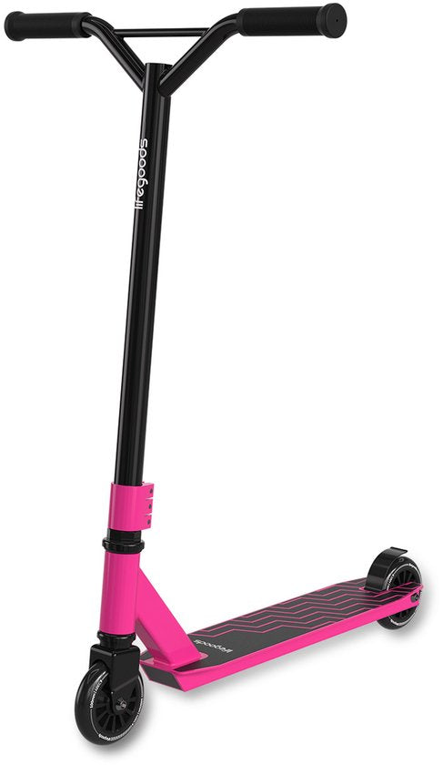 LifeGoods Stuntstep Fly X - 6+ Jahre - Schritt für Kinder - Jungen/Mädchen - 100mm - 100KG - Schwarz/Rosa