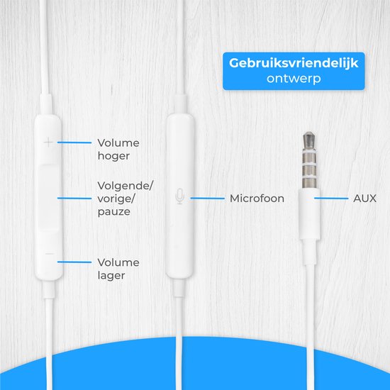 Nuvance - In-Ear-Kopfhörer mit Kabel - 3,5-mm-Buchse - weißer Kunststoff - mit Mikrofon und Inline-Steuerung - klarer Klang und bequemer Sitz - universell kompatibel