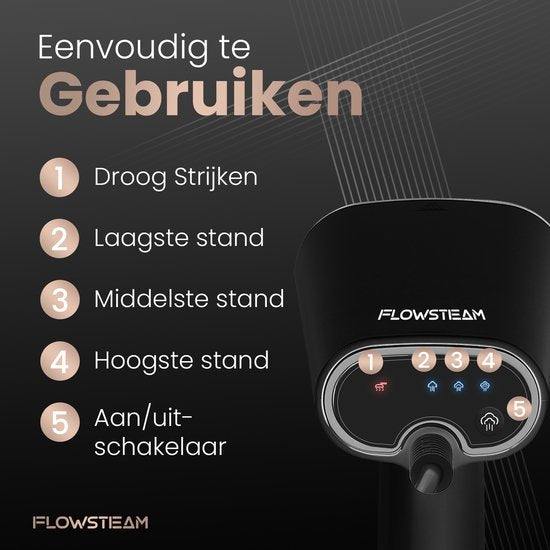FLOWSTEAM® Luxury Clothes Dryer - Handbedampfer - Wäschedampfer - Mattschwarze Ausführung - Inklusive Aufbewahrungsbeutel
