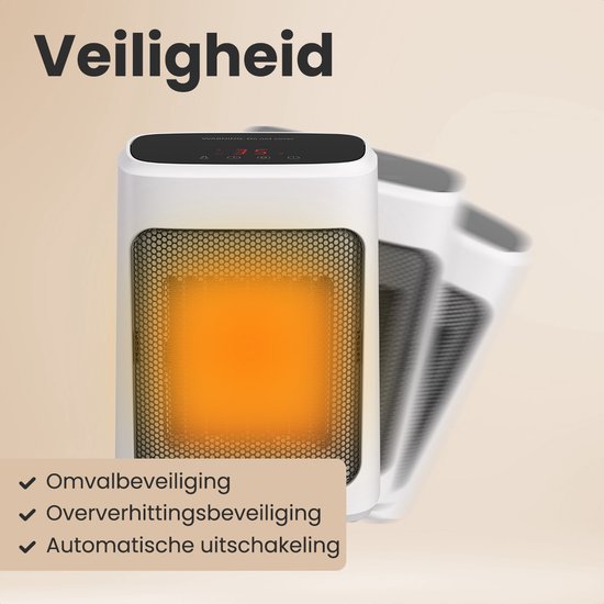 Auronic Heizlüfter Digital - Keramik-Heizgerät - Tragbar - 2000W Heizgerät - Weiß