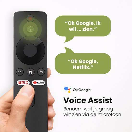 Leafline® Android TV Stick - Google TV Streamer - Eingebauter Chromecast - Android TV Box - Mit Fernbedienung & Sprachsteuerung
