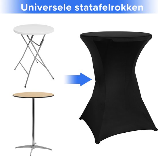Saaf Bartable Rock Set - 2 Stück - ∅80-85 x 110cm - Bartable Bezug - Waschbar und Elastisch - Schwarz