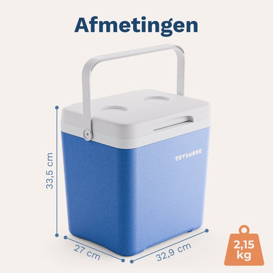 TRVLMORE Cool Box 14L - 47 Stunden Kühlung - Kühlbox - Inklusive Kühlelement - Cool Box Small - Blau
