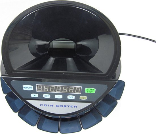 Truskore® - Geldzählmaschine - Münzzählmaschine - Schwarz - Münzsortierer - Inkl. Gitterablage und Staubschutz - Münzzählung B9001