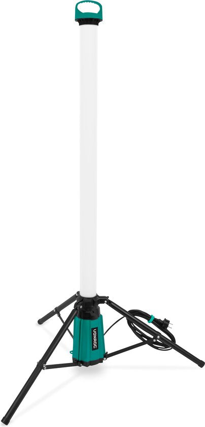 VONROC PRO Baulampe 360° - LED - 76W - mit Stativ/ Dreibein - Sehr leistungsstark: 11.500 Lumen - Höhe: 151 cm - 5-Meter-Kabel