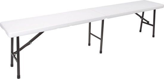 Perel Faltbare Bank 4-Sitzer - Faltbar und wetterfest - Mit Griff - Ideal für Picknick, Camping, Grill und für den Innen- und Außenbereich - Maximal 400 kg - Weiß