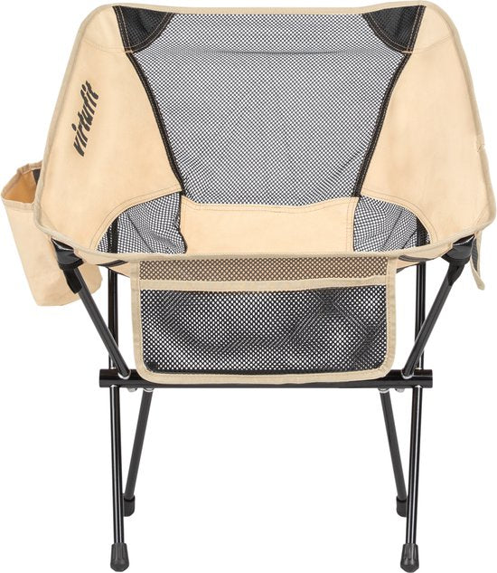 VirtuFit Camping Chair Compact - Strandstuhl - Inklusive Tragetasche - Geeignet für Festivals, Campingplätze und Strände - Inklusive Armlehnen - Einfaches Tragen und Aufstellen - Beige
